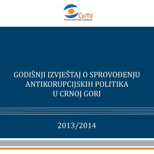 Godisnji izvjestaj o sprovodjenju antikorupcijskih politika u Crnoj Gori 20132014