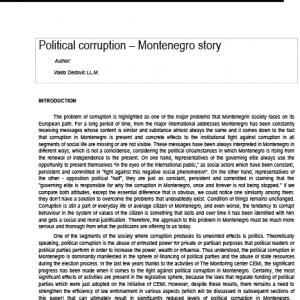 Political corruption Montenegro story